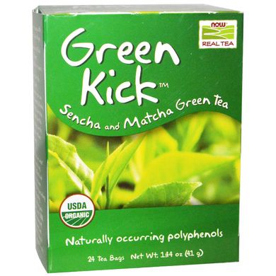 Зелений чай Сенча та Матча Now Foods (Green Tea) 24 пакета 41 г