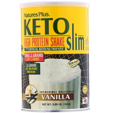 Keto Slim, насичений протеїновий коктейль, ваніль, Nature's Plus, 0,80 фунта (363 г)