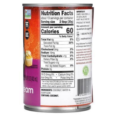 Thai Kitchen, Coconut Cream, Unsweetened, 13.66 fl oz (403 ml) купить в Киеве и Украине