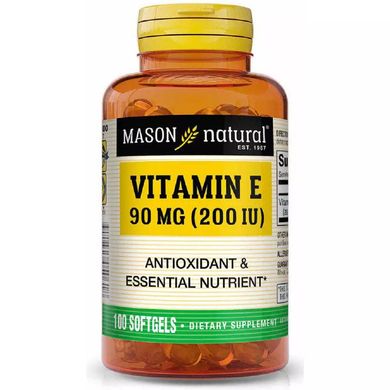 Вітамін Е Mason Natural (Vitamin E) 200 МО 90 мг 100 гелевих капсул
