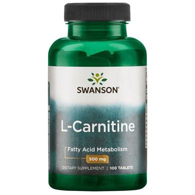 L-Карнітин, L-Carnitine, Swanson, 500 мг, 100 таблеток