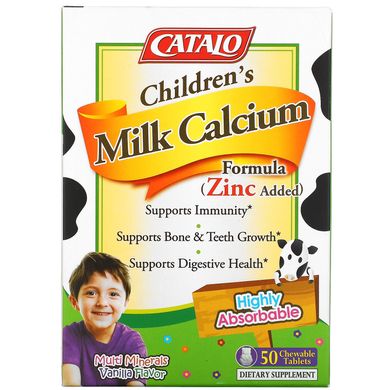 Catalo Naturals, Дитяче молоко, формула кальцію, ваніль, 50 жувальних таблеток