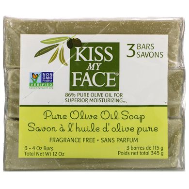 Чистое мыло с оливковым маслом Kiss My Face (Pure Olive Oil Soap Fragrance Free) 113 г купить в Киеве и Украине