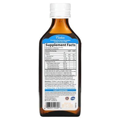 Carlson, Kid's, Norwegian, The Very Finest Fish Oil, Just Peachie, 800 mg, 6.7 fl oz (200 ml) купить в Киеве и Украине