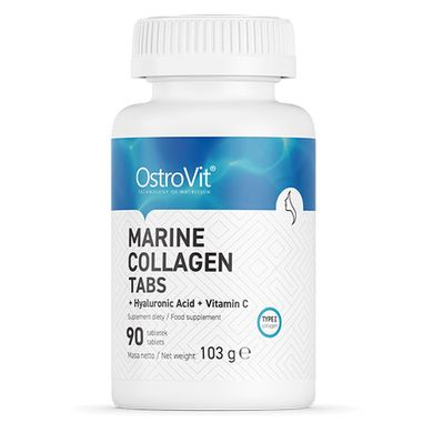 Морський колаген + гіалуронова кислота та вітамін С OstroVit (Marine Collagen + HyaluronicAcid and Vitamin C) 90 таблеток