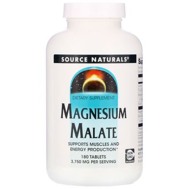 Яблучнокислий магній, Magnesium Malate, Source Naturals, 180 таблеток
