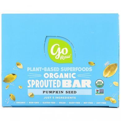 Organic Sprouted Bar 10 pcs. with pumpkin seed flavor.