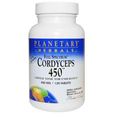 Кордицепс450, полный спектр, Planetary Herbals, 450 мг, 120 таблеток купить в Киеве и Украине