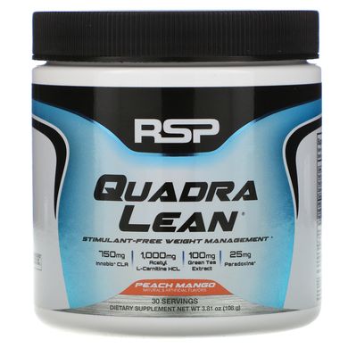 Quadra Lean, Управління вагою без стимуляторів, персик-манго, RSP Nutrition, 108 г