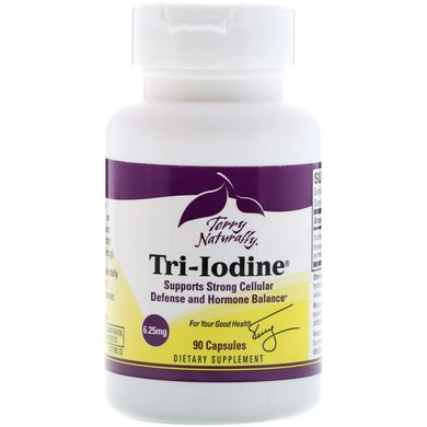 Йод Tri-Iodine, 625 мг, Terry Naturally, EuroPharma, 90 капсул