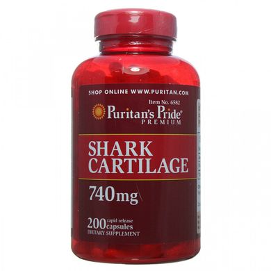 Акулячий Хрящ Puritan's Pride (Shark Cartilage) 740 мг 200 капсул