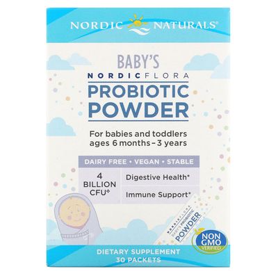 Пробіотик для дітей Nordic Naturals (Nordic Flora Baby's Probiotic Powder) 4 мільярди КУО 30 пакетів