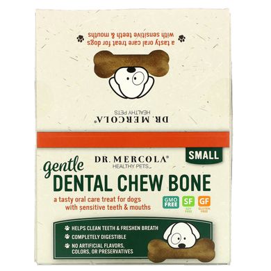 Нежная стоматологическая жевательная кость, маленькая, для собак, Dr. Mercola, 12 костей, по 19 г на каждые 0,67 унции купить в Киеве и Украине