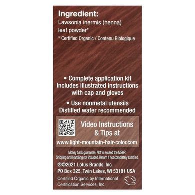 Hair dye red organic