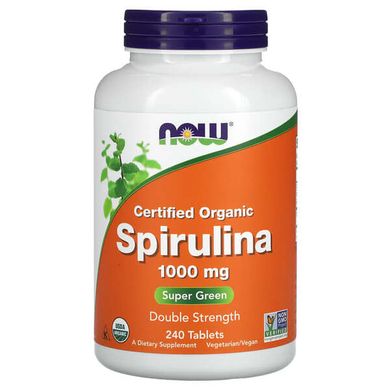 Cертифікована органічна спіруліна Now Foods (Сertified Organic Spirulina) 1000 мг 240 таблеток