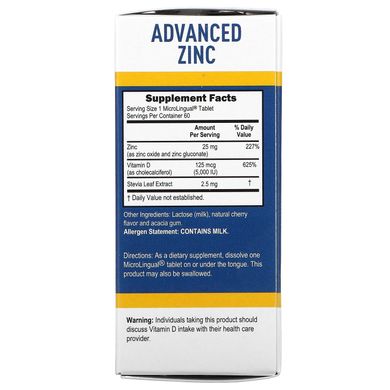 Superior Source, Advanced Zinc, витамин D3, 60 микролингвальных быстро растворяющихся таблеток купить в Киеве и Украине