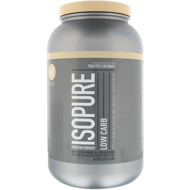 Протеїновий порошок IsoPure, з низьким вмістом вуглеводів, підсмажений кокос, Nature's Best, IsoPure, 136 г