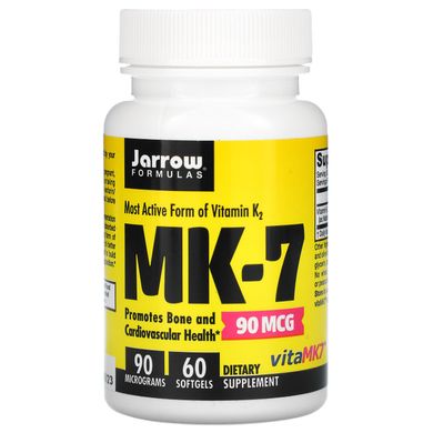 Вітамін K2 в формі MK-7, MK-7, Jarrow Formulas, 90 мкг, 60 м'яких капсул