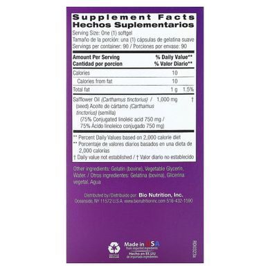 Сафлоровое масло, Bio Nutrition, 1000 мг, 90 капсул купить в Киеве и Украине