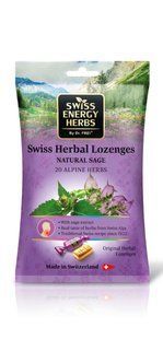 Леденцы от простуды, Herbal Lozenges Bag 20 herbs + Sage, Swiss Energy, от кашля, боли в горле и заложенности носа, 20 альпийских трав и шалфея, 12 травяных леденцов (55 г) купить в Киеве и Украине