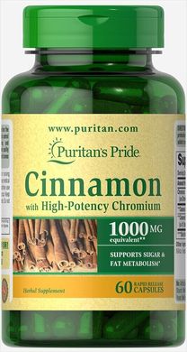 Коричний комплекс з високим потенціалом хрому, Cinnamon Complex with High Potency Chromium, Puritan's Pride, 1000 мг, 60 капсул