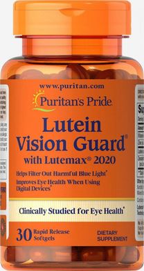 Лютеїн для зору, Lutein Blue Light Vision Guard with Lutemax® 2020 року, Puritan's Pride , 30 капсул