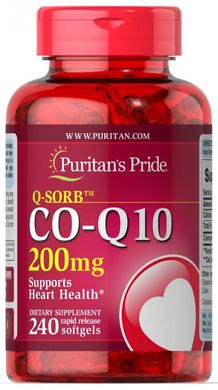 Коэнзим Q-10 Q-SORB ™, Q-SORB™ Co Q-10, Puritan's Pride, 200 мг, 240 капсул купить в Киеве и Украине