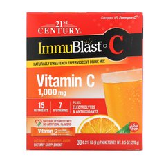 ImmuBlast-C, шипуча суміш, чудовий апельсиновий смак, 21st Century, 1000 мг, 30 пакетиків, 0,317 унцій (9 г) в кожному