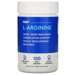 L-аргинин, предшественник оксида азота, L-Arginine, Nitric Oxide Precursor, RSP Nutrition, 750 мг, 100 капсул купить в Киеве и Украине