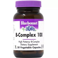 Комплекс витаминов В Bluebonnet Nutrition (B-Complex 100) 50 вегетарианских капсул купить в Киеве и Украине