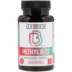 Метил B-12, Біоактивна енергія, Zhou Nutrition, 60 льодяників