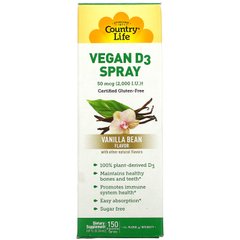 Вітамін Д3 для веганів смак ванілі спрей Country Life (Vitamin D3) 2000 МО 50 мкг 24 мл