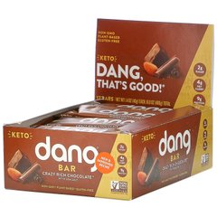 Кето-батончик, шоколад і морська сіль, Dang Foods LLC, 12 батончиків, 1,4 унції (40 г) кожен