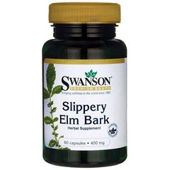 Слизький В'яз, Slippery Elm Bark, Swanson, 400 мг, 60 капсул