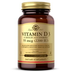 Вітамін Д3 Solgar (Vitamin D3) 55 мкг 2200 МО 100 рослинних капсул