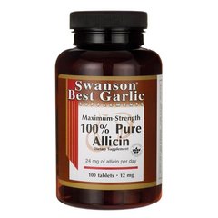 Аліцин, Maximum-Strength 100% Pure Allicin, Swanson, 12 мг, 100 таблеток