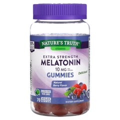 Nature's Truth, мелатонін, підвищена сила дії, зі смаком натуральних ягід, 5 мг, 70 веганських жувальних мармеладок