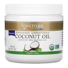 Органічне, кокосова олія, нерафінована, Spectrum Essentials, 15 рідких унцій (443 мл)