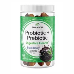 Пробіотик + пребіотик з смаком ожини Swanson (Probiotic + Prebiotic Blackberry) 60 жувальних цукерок