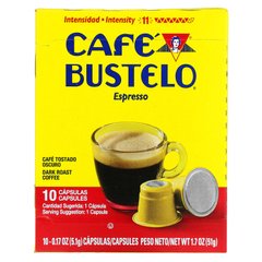 Cafe Bustelo, Эспрессо, кофе темной обжарки, 10 капсул по 0,17 унции (5,1 г) каждая купить в Киеве и Украине