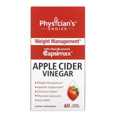Яблучний оцет, Apple Cider Vinegar, Physician's Choice, 60 вегетаріанських капсул