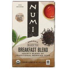 Органічний чай, чорний чай, суміш для сніданку, Organic Tea, Black Tea, Breakfast Blend, Numi Tea, 18 чайних пакетиків, 1,40 унції (39,6 г)