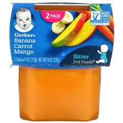 Gerber, Банан, морква, манго, натурник, 2 упаковки по 4 унції (113 г) кожен