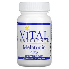 Vital Nutrients, Мелатонін, 20 мг, 60 вегетаріанських капсул