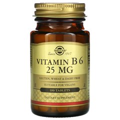 Витамин В6 Solgar (Vitamin B6) 25 мг 100 таблеток купить в Киеве и Украине