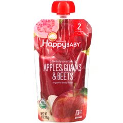 Happy Family Organics, Органічне дитяче харчування, етап 2, від 6 місяців, яблука, гуава та буряк, 4,0 унції (113 г)