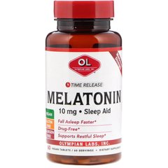 Мелатонин с отсроченным высвобождением Olympian Labs Inc. (Melatonin) 10 мг 60 таблеток купить в Киеве и Украине