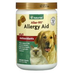 NaturVet, Aller-911, засіб від алергії плюс антиоксиданти, 180 м'яких жувальних таблеток, 13,9 унції (396 г)