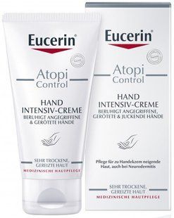 Интенсивный крем для рук для сухой и атопической кожи AtopiControl, Intensive Hand Cream For Dry And Atopic Skin, Eucerin, 75 мл купить в Киеве и Украине