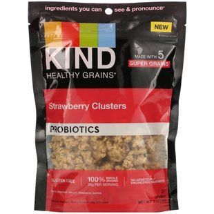 Пробиотики, кластеры клубники, Healthy Grains, Probiotics, Strawberry Clusters, KIND Bars, 198 г купить в Киеве и Украине